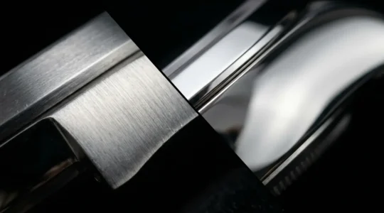 Comparaison entre finitions acier 316L et 904L dans l'horlogerie de luxe avec détails polissage et alternance poli-brossé