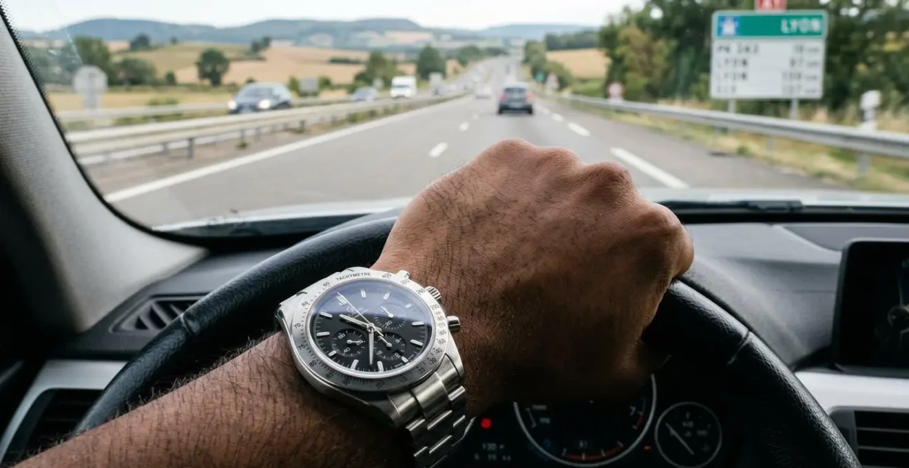 Démonstration de l'utilisation d'une lunette tachymétrique sur autoroute